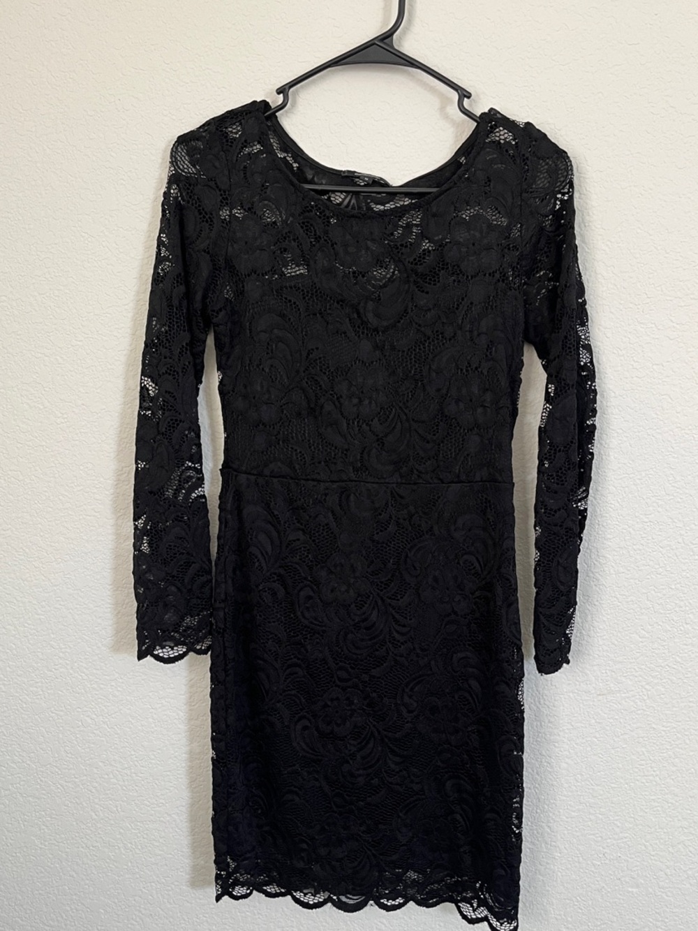 Ambiance Black Lace Long Sleeve Sheath Dress